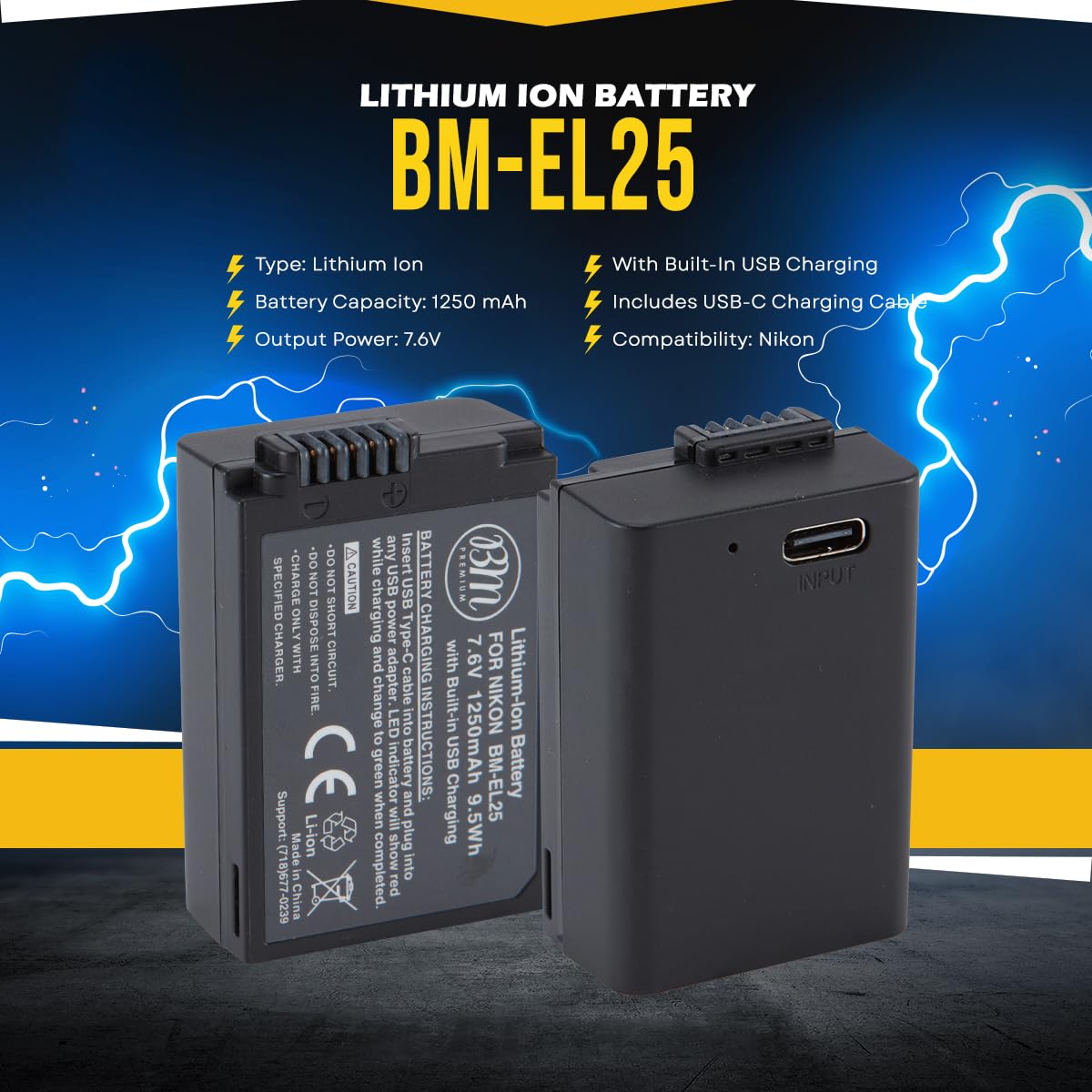 Amazon.com: BM Premium EN-EL25 Battery with Built-in USB-C